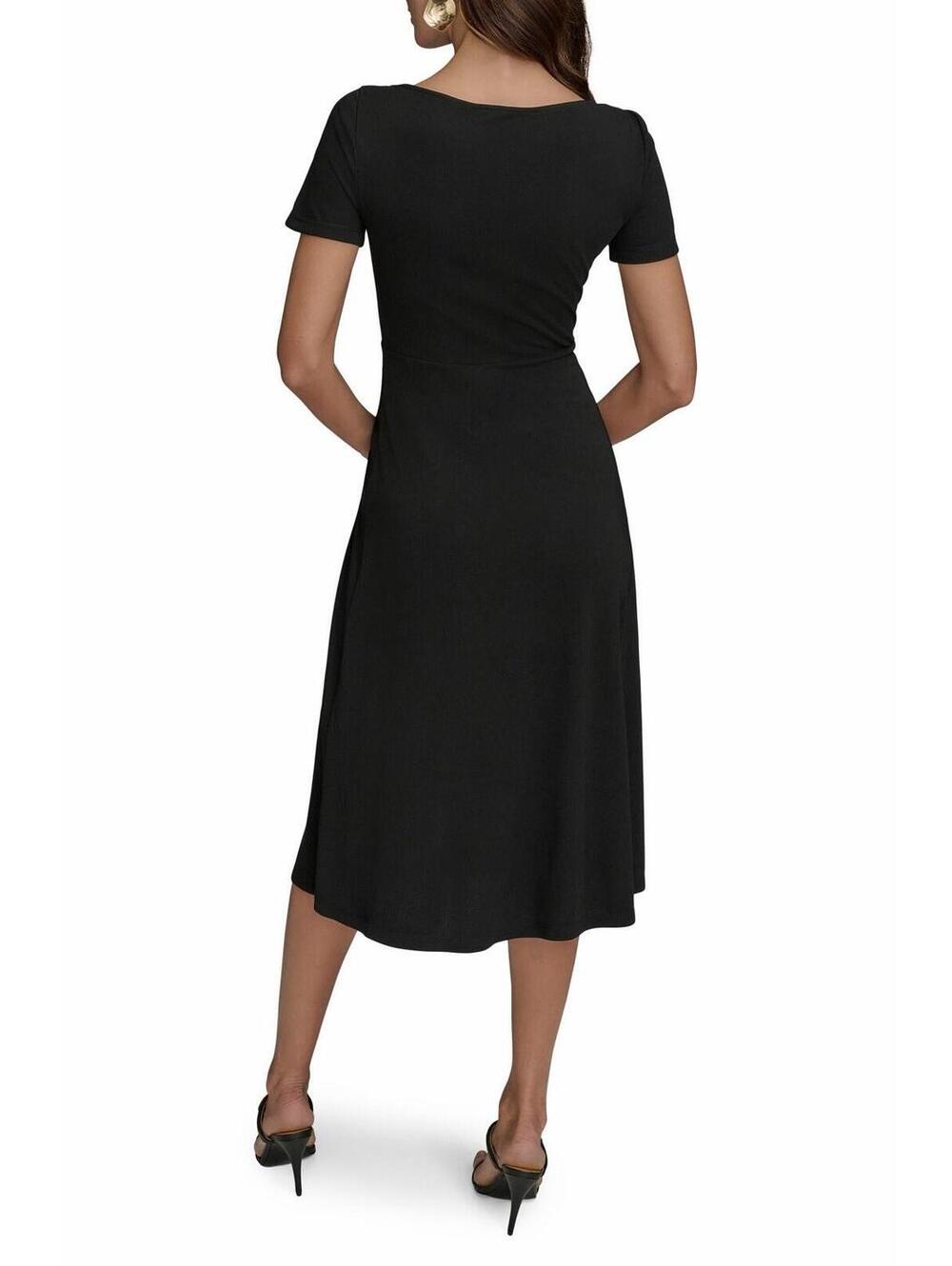 New Donna Karan New York Twist Detail Knit Midi Dress In Black Sz 6 - Picture 2 of 12